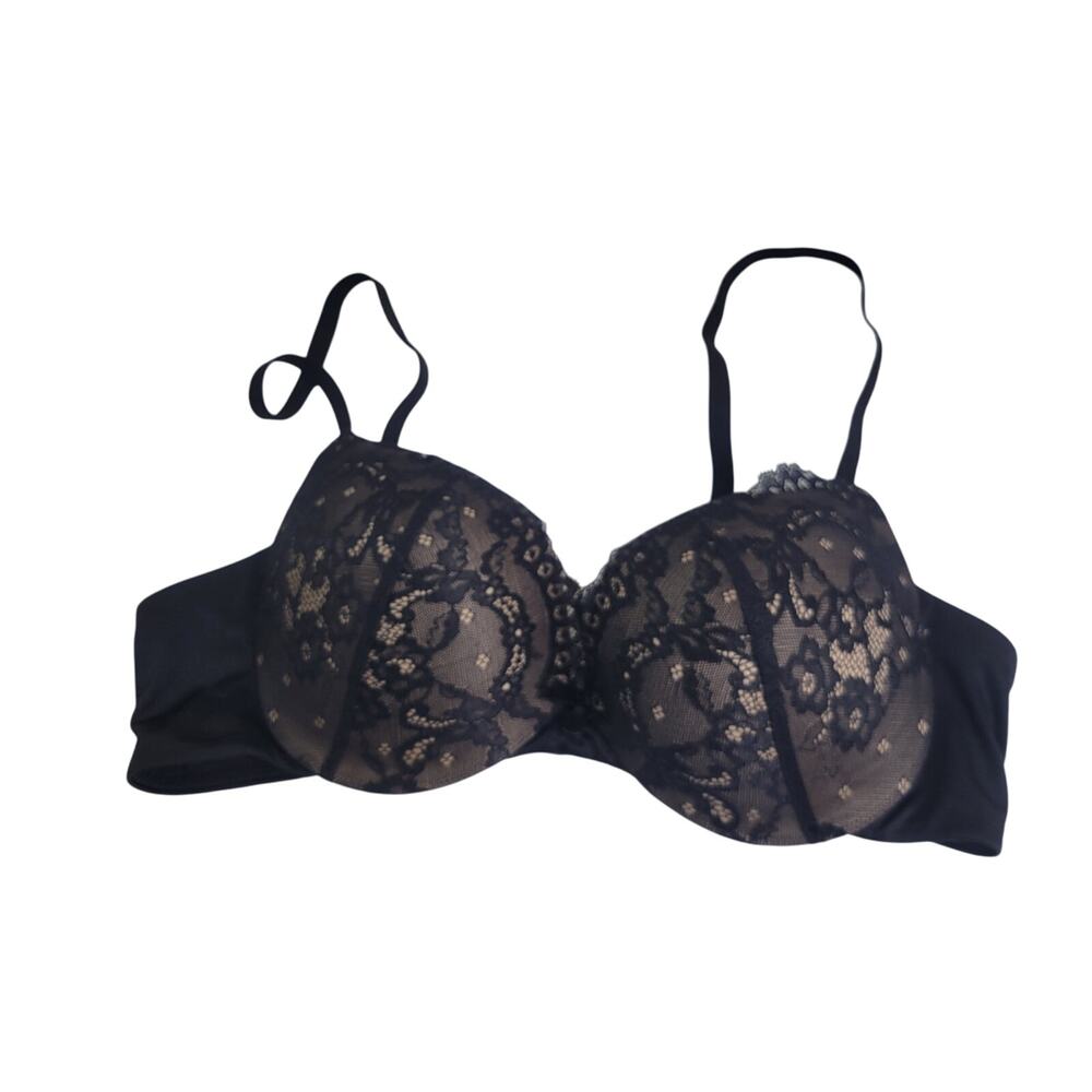 Maidenform Underwire Convertible‎ Adjustable Straps Black Lacey Size 34B